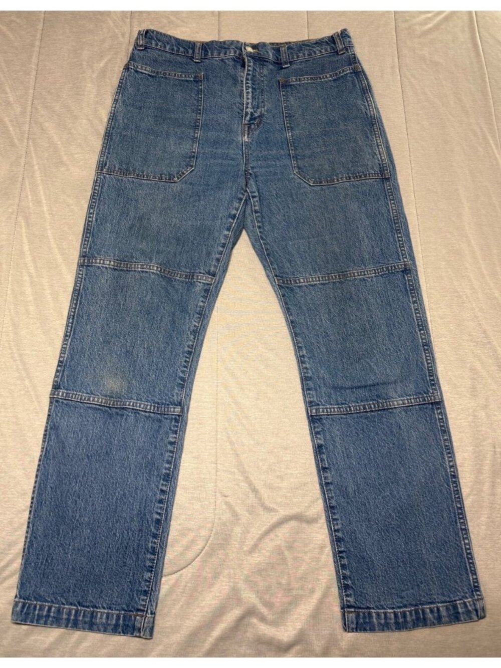 Madewell 90s Straight Leg Jeans High Rise Full Length Denim Patch Pockets Sz 32